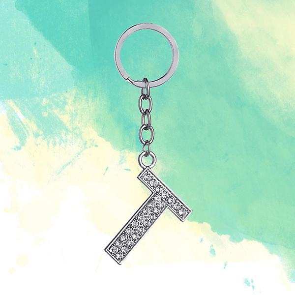 Simpel stilfuld bogstavnøglering Metal Rhinestones nøglering Alfabet nøglering Taske Vedhæng Charm Fødselsdagsgave (bogstav F) T