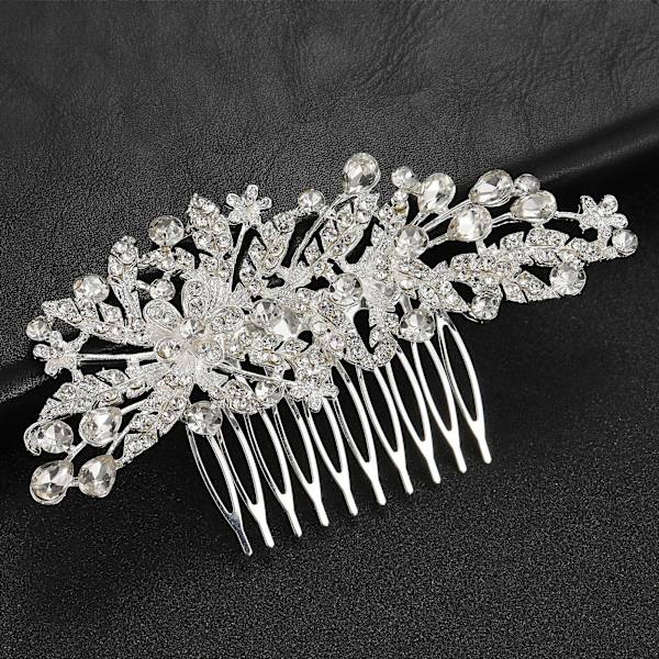 Hårkamlegering Inlagd Rhinestone Butterfly Leaf Comb Daily Casual Headwear 7