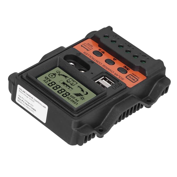Solar Charge Controller LCD-skärm 2 USB-portar PWM Panel Laddningsregulator 12V 24V 20A 260W 520W