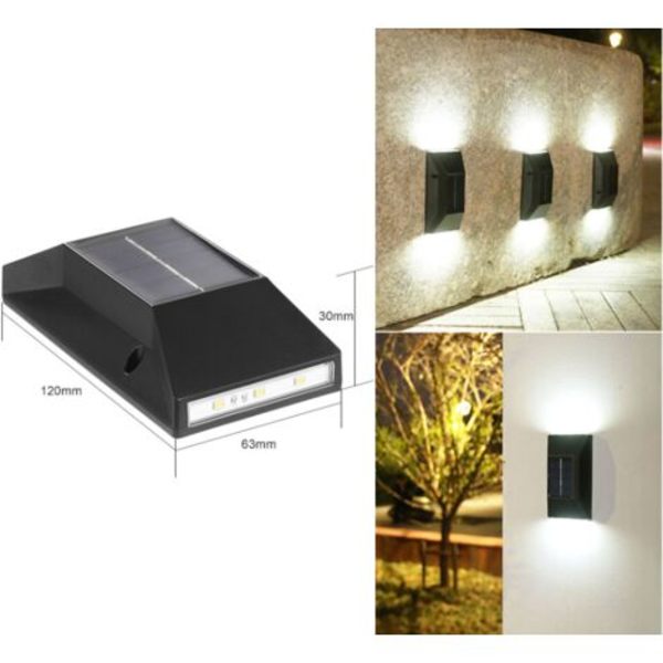 Utomhus solcellslyktor, 6 LED trapetsformad vägglampa