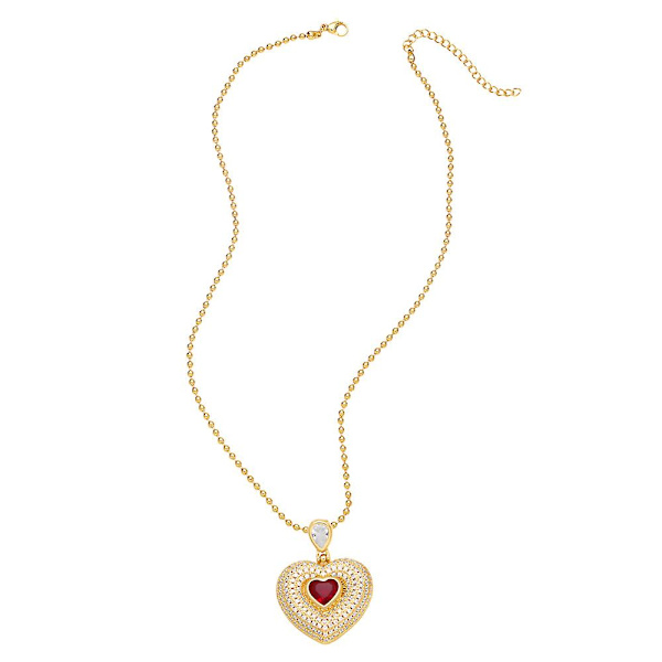 Halskæde Vintage Zircon Heart Stud Fashion smykker Ac10418 Red