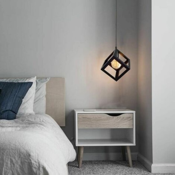 Set med 2 moderna taklampor i kubform ljuskrona i geometrisk stil metall taklampa E27 taklampa för säng