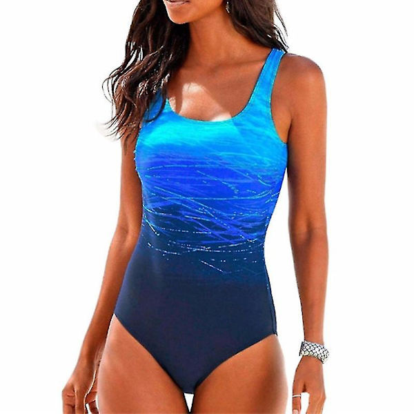 dam Gradient Baddräkt Push Up Vadderad Monokini One Piece Badkläder Blue M