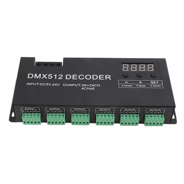 24-kanals DMX-dekoder Digitalt display RGBW DMX512 lysdæmperdriver LED-controller scenebar DC5V til 24V