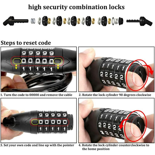 Kannettava Black Bracket Lock varkaudenesto pyörän yhdistelmälukko