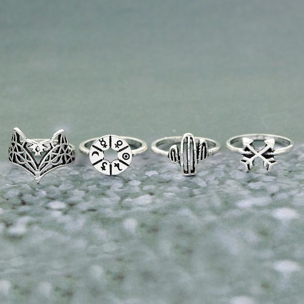 12 st/ set Leaf Fox Elephant Design Ringar Dam Vintage Knuckle Midi Stacking Ring