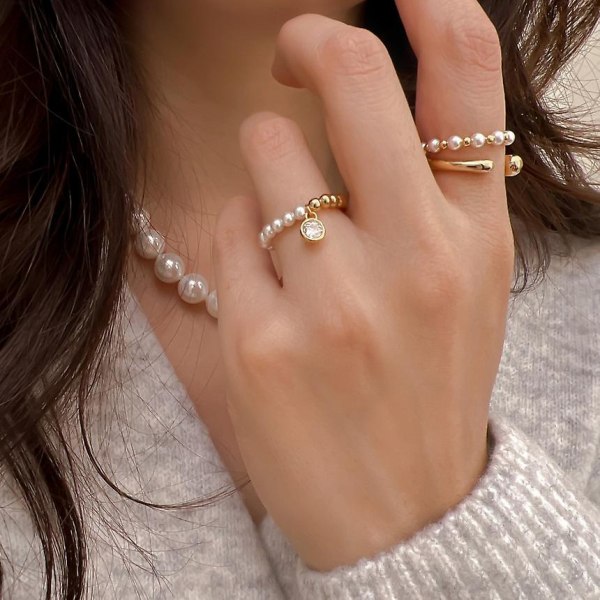 Ring Pearl Vintage Set Girls&#39; Muotikorut Ac3839 A15