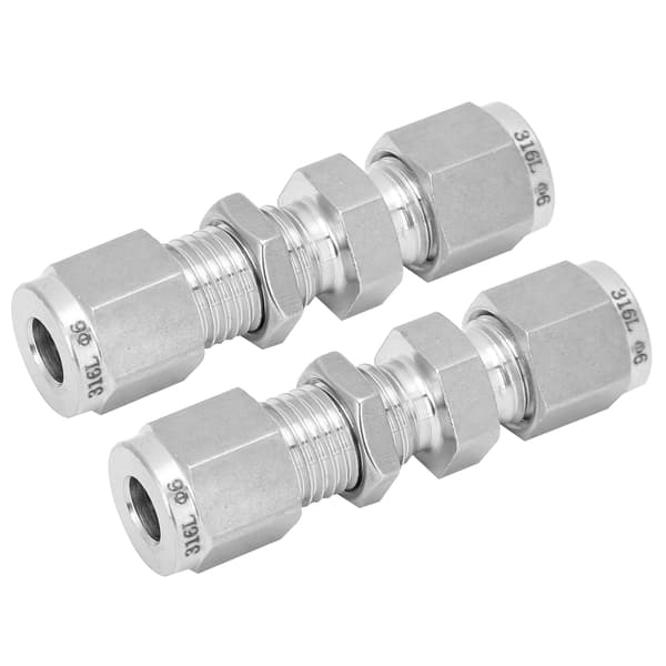2 STK 316 Rustfrit Stål Kompressionsmuffe Dobbelt Ferrule Fitting Tilbehør 6mm