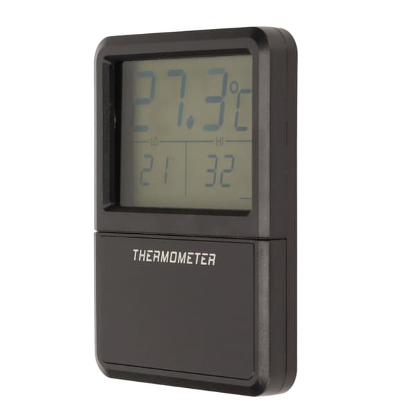 LCD Digital Akvarium Termometer Högtemperaturtålighet Dold Knappdesign Svart