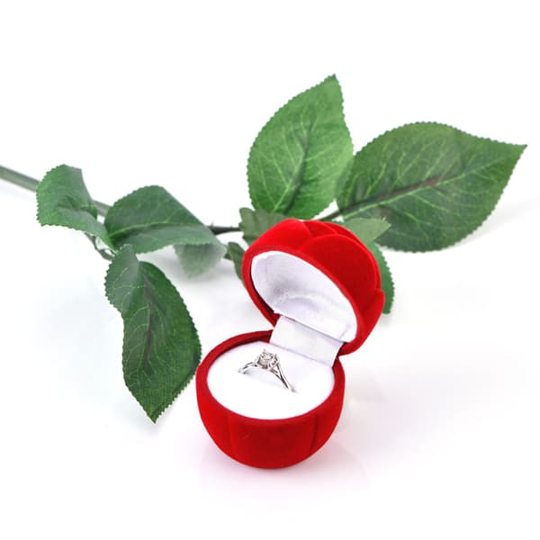 Romantisk Rød Rose Ringeæske - Perfekt til Valentinsdag Smykker og Øreringe!