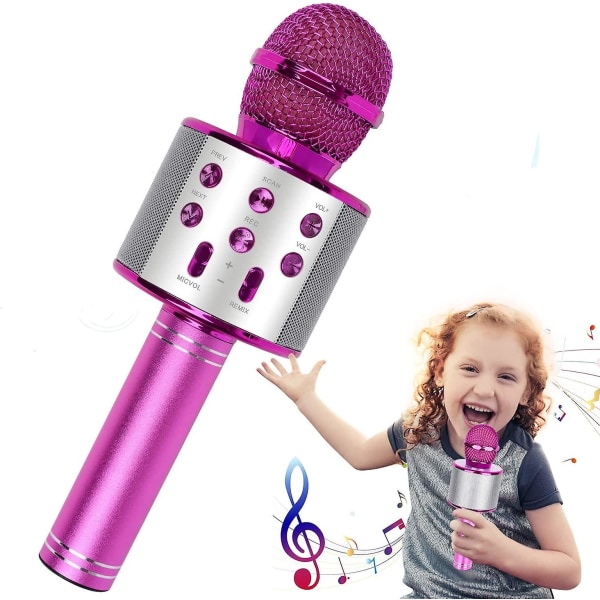 Mikrofon, Trådløs Bluetooth Karaoke Mikrofon Børn, Bærbar 4-i-1 håndholdt mikrofonmaskine, Ktv-afspiller til hjemmet med højttaler og optagelse