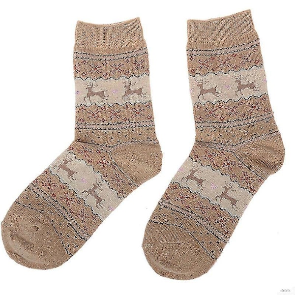 Dame jule elg bomuldsstrømper Khaki 1 Pair