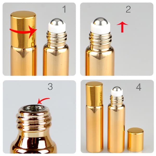 7 påfyllningsbara parfymflaskor i glas, eterisk olja, roll-on, bärbar, lätt, tom, rese, 5 ml, silver