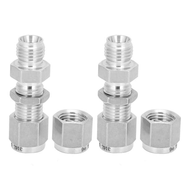 2 STK 316 Rustfrit Stål Kompressionsmuffe Dobbelt Ferrule Fitting Tilbehør 6mm