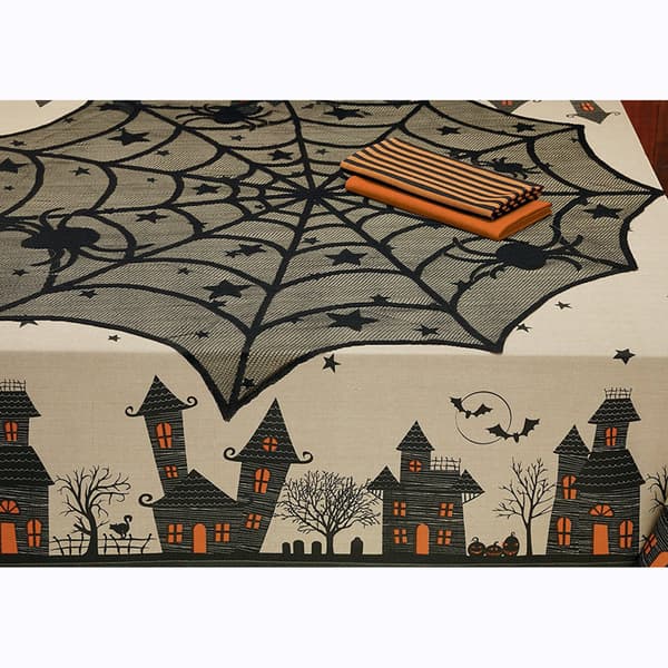 40 Runde Polyester Blonde Duk Svart Edderkoppnett Halloween Middagsselskap