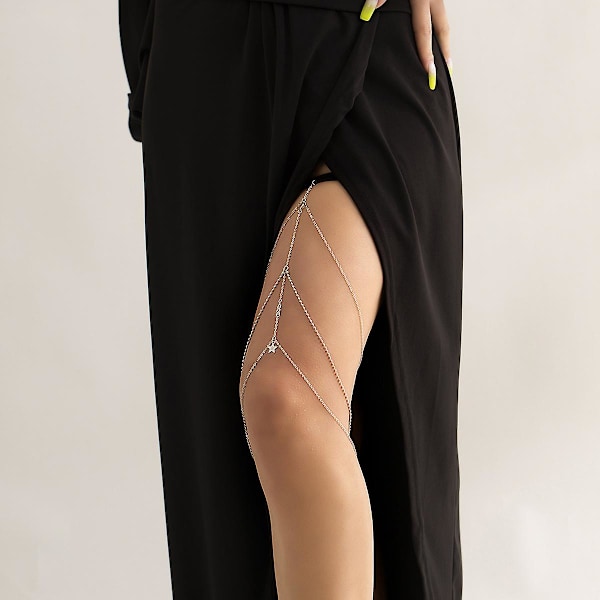 Flickor Benkedja Sexig lårbälte Lårkedjor Lång tofs Body Chain Beach Outfit 12 whiteK 0145