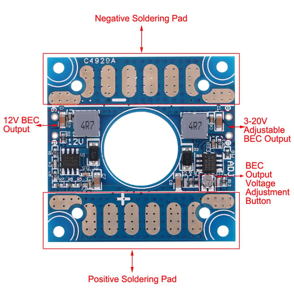 Justerbar Spänning BEC Strömfördelningskort PDB för FPV-drönare 5V 12V ESC
