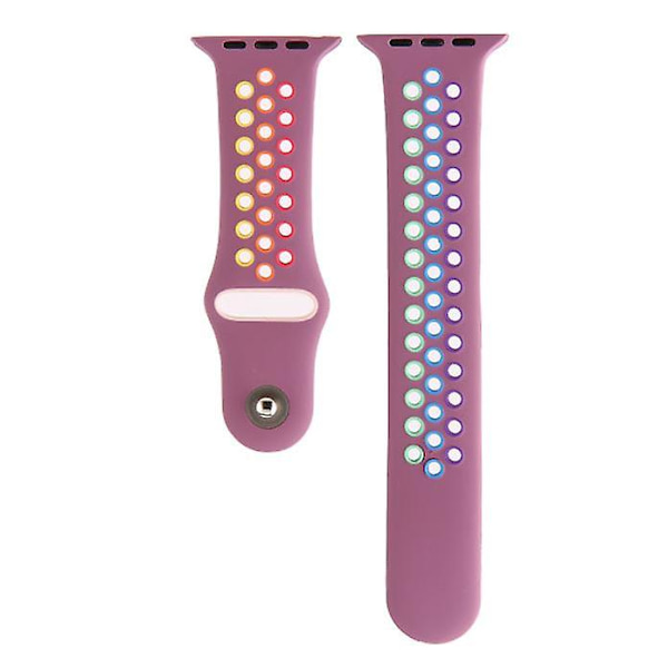 Silikoni Apple Watch (Tummansininen #Rainbow, 42/44--140mm)