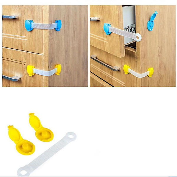 10 kpl Turvalaatikon Lukot Oven Jääkaappi Kaapit Turvahihnat Lapsille Baby Lapset Yellow Short