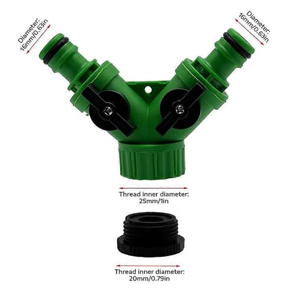 Hagesplitter med doble uttak Y-ventiler Universal Anti-korrosjon Rustfri for bilvask 2pcs