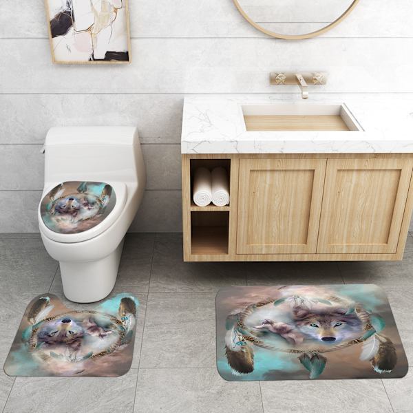 Fox Feather Print wc-lattiamatto Neliosainen set, A2,