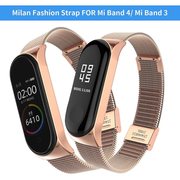 Mi Band 3/4 metallihihna, ruusukulta