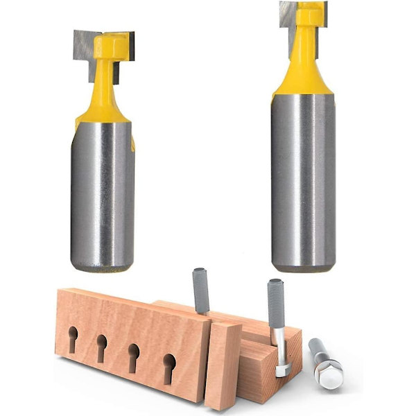 1/2&quot; Skaft T-spår Fräs Fräs Bit Stålhandtag 3/8&quot; & 1/2&quot; Längd träbearbetningsfräsar för power (2 st)
