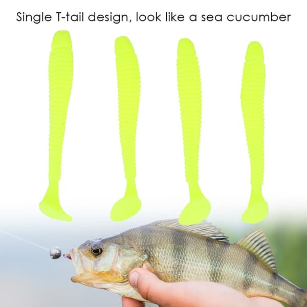50 stk. 5 cm bløde plastikfiskelokker Grub Tail Baits Tackle Tilbehør Gul