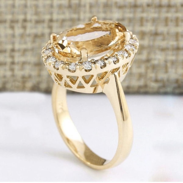 Valentinsdag gave Oval Kunstig Topaz Rhinestone Kvinder Finger Ring smykker US 8