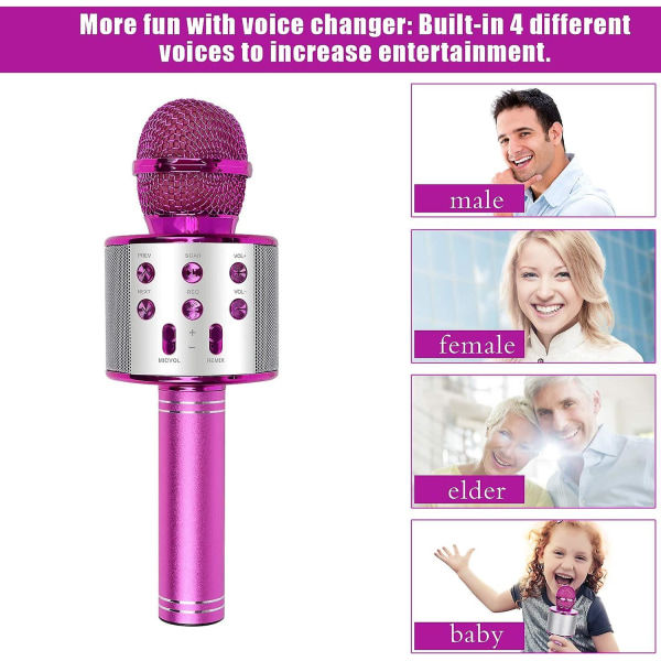 Mikrofoni, langaton Bluetooth karaoke-mikrofoni lapsille, kannettava 4-in-1-käsimikrofonilaite, kodin KTV-soitin kaiuttimella ja levyllä