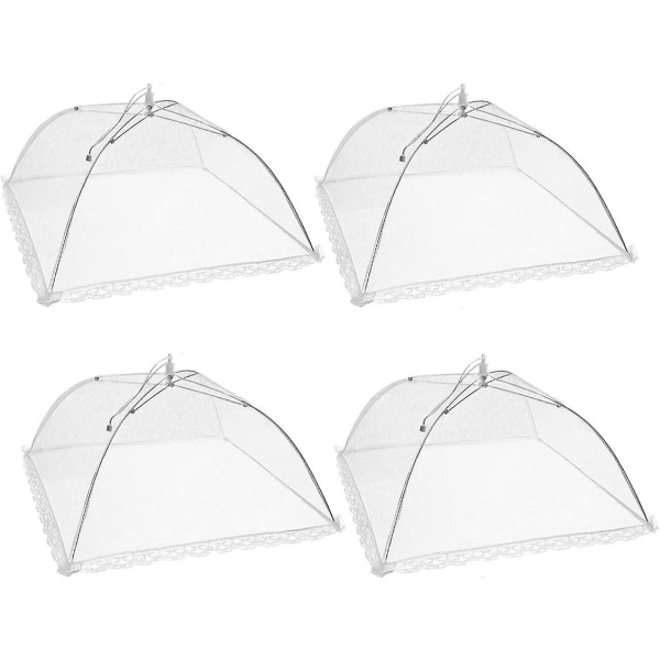 4-pack mesh pop-up matskydd, 17 tums hopfällbart paraplystil skyddstält för att hålla flugor, insekter, myggor ute, vit