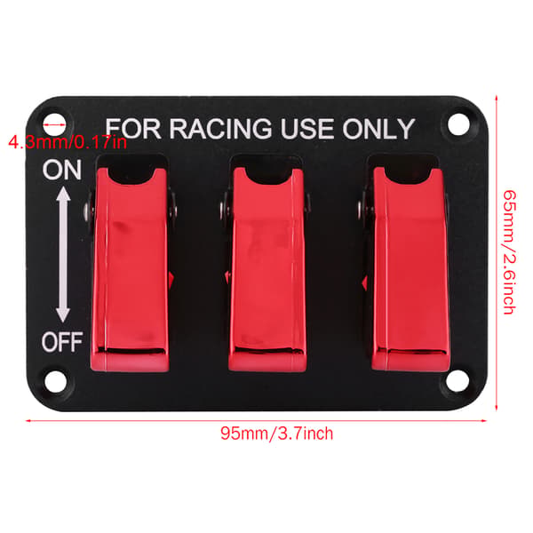 12V 3 Gruppe Vippebryterpanel for Racingbil Rød