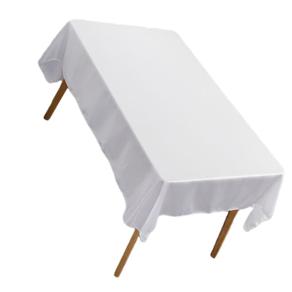 Hvit rektangulær duk i polyester 145x305cm for middagsselskap, bryllup, bankett, hotell
