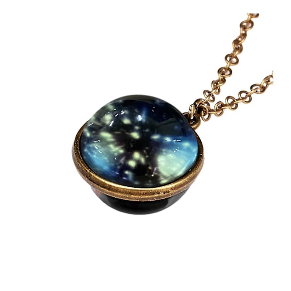 Glow In The Dark Galaxy System kaksipuolinen lasikupoli Planet kaulakoru riipus