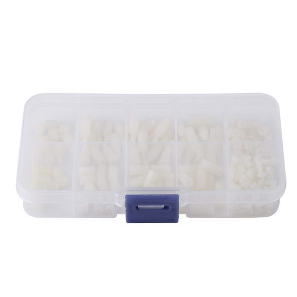 M2 5 Nylon Hex Standoff Bolter Mutter Sortimentsett 200 stk Plastboks