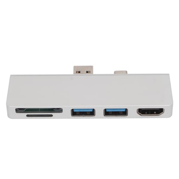 USB C Hub 4K HD Multimedia Interface tiedonsiirto Kaksois-USB3.0-portit 5 in 2 USB C Hub Surface Pro 7:lle, hopea
