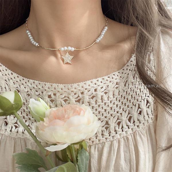 Halsband Pearl Star Stud Modesmycken Ac1135