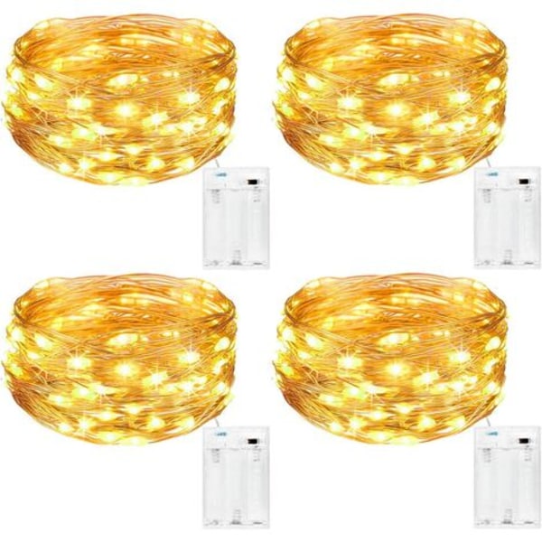 Fairy Lights [4 Pack], Mini batteridrevne Fairy Lights 5m 50 LED'er Indendørs og udendørs dekorationslys til soveværelse Chr