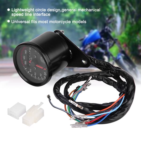 Universal Motorcykel Digital Speedometer Omdrejningstæller LED Indikator Sort