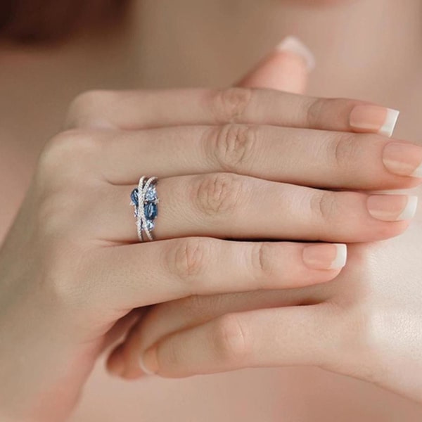 Kvinnor Ring X Form Cubic Zirconia Smycken Vintage Bright Luster Ring för dagligt bruk US 10