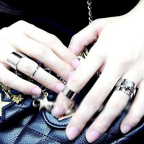 4x Dam Punk Stack Plain Above Knuckle Ring Midi Finger Band Rings Set Golden