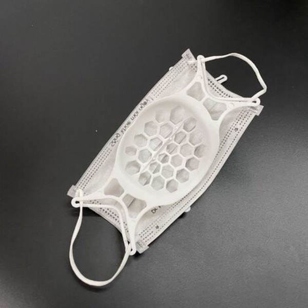 3D intern silikonemaskestøtteramme, skab mere åndedræt, genanvendelig og vaskbar til kontor, hospital, fabrik, udendørs（Hvid 10 stk.） -