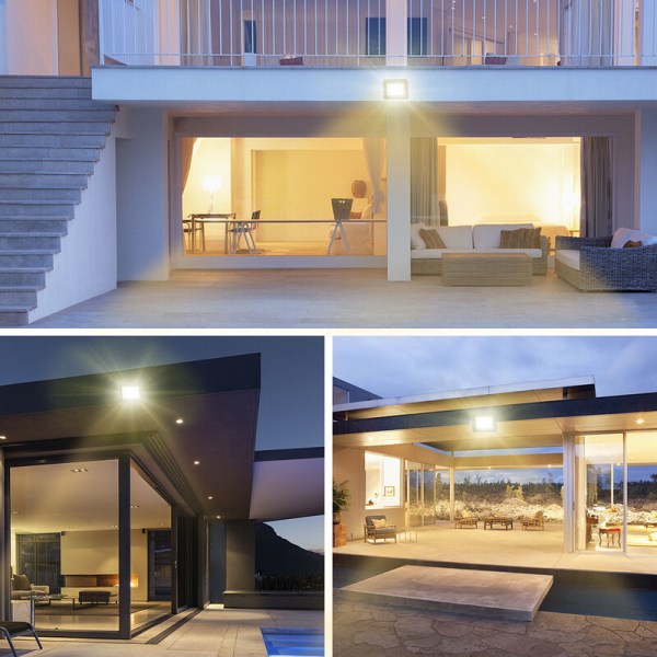 10W LED-strålkastare Svart rörelsesensor Varmvit 3000K, för inomhus- och utomhusbelysning