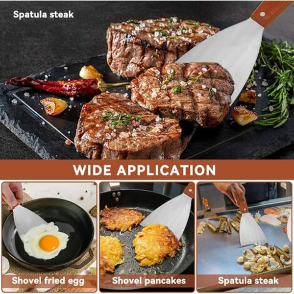 Grillspatel til grillning af kød, teppanyaki-grillburgere og rengøring af en grillpladebøf