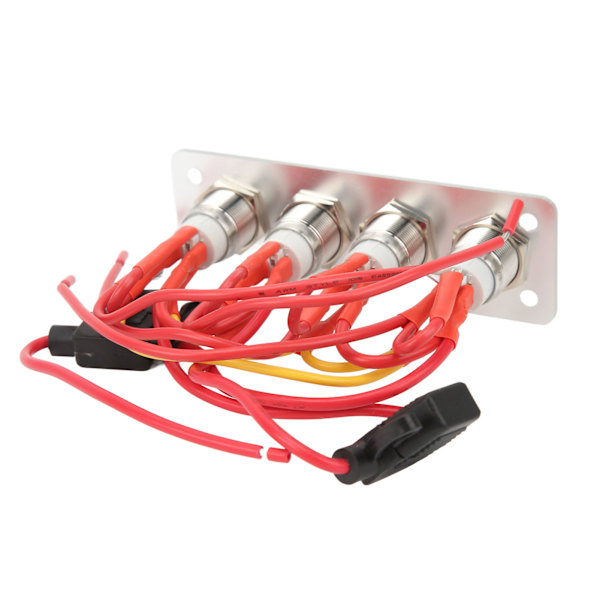 Blåt Lys 4-Gang Switch Panel 12V DC 16A Rustfrit Stål Trykknap til RV Båd