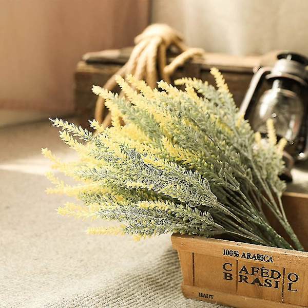 10 buketter med kunstige blomster, der imiterer plastikplanter Yellow