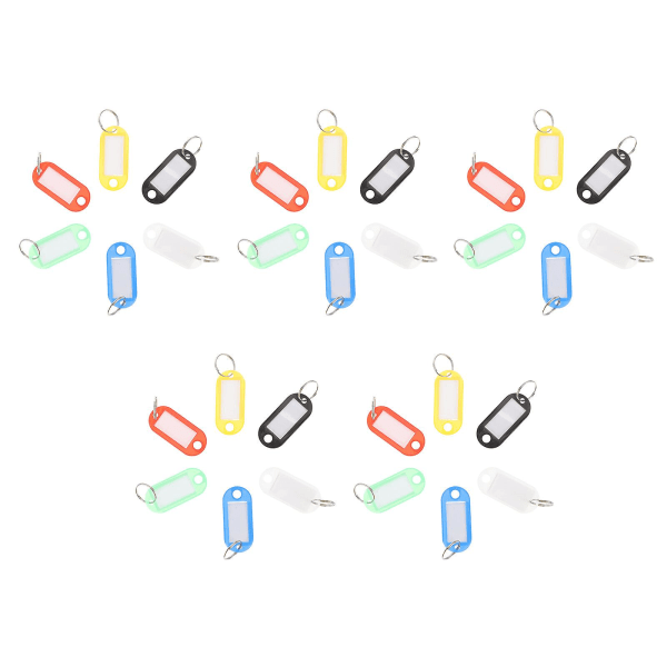 Nuolux 30st flerfärgade plastnyckelbrickor Bagage-ID-etiketter Etiketter med nyckelringar (slumpmässig färg)