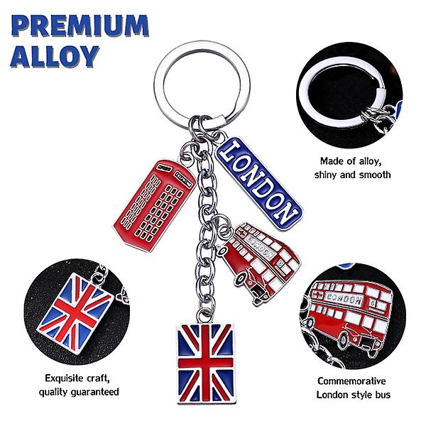 Luoem Uk Flag Metal Nyckelring Souvenir Nyckelring Brittisk London Style Nyckelring Bil Nyckelring Väska Charms