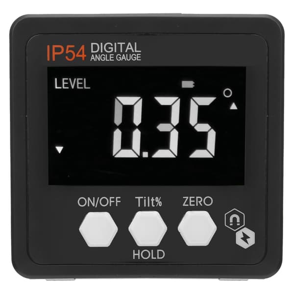 LCD Digital Vinkelmåler Inclinometer Hvid på Sort IP54
