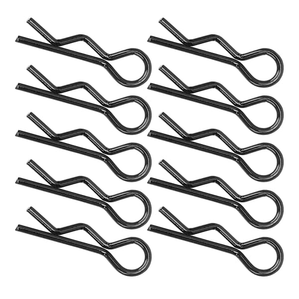 RC Bil Skallklips Sæt - 10 stk RShape Metal Karosseri Klips Pins (sort)